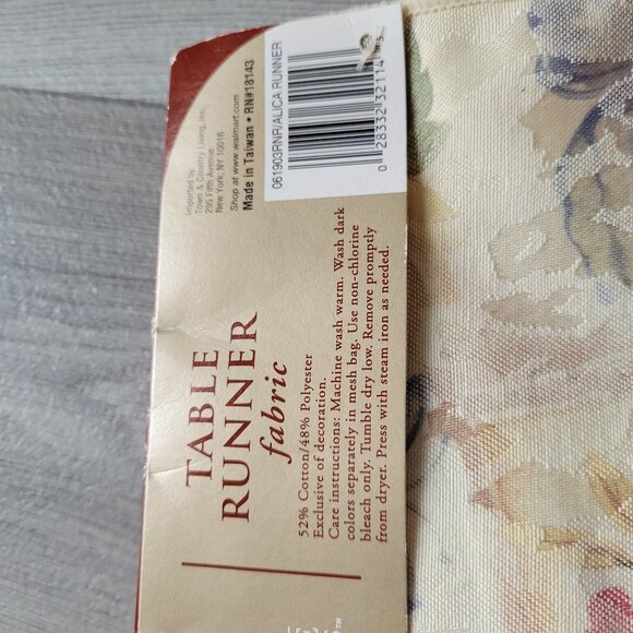 Home Trends Floral Fabric Table Runner 13" x 72" Cotton & Polyester - Picture 3 of 5